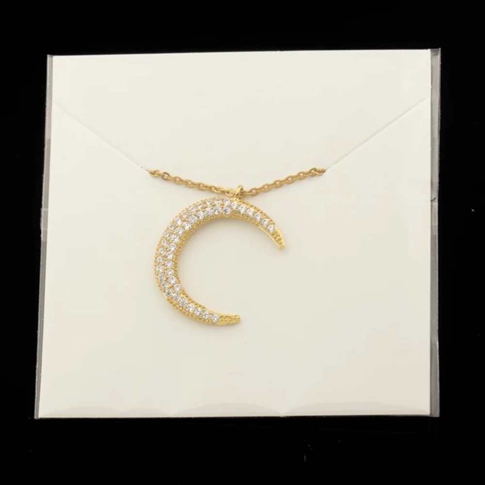 ✨HP! ✨Crystal Encrusted Crescent Moon Necklace✨ - Picture 5 of 6